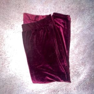 Maroon velvet leggings